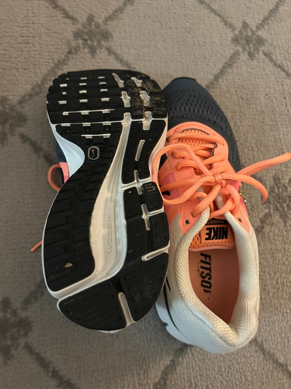 Nike Woman’s Air Pegasus 3 Running Sneakers Featuring Custom Rhinestone Swoosh - Picture 9 of 10